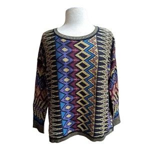 Peruvian Connections Blythswood Womens XS Aztec Sweater Pima Cotton Crew Neck